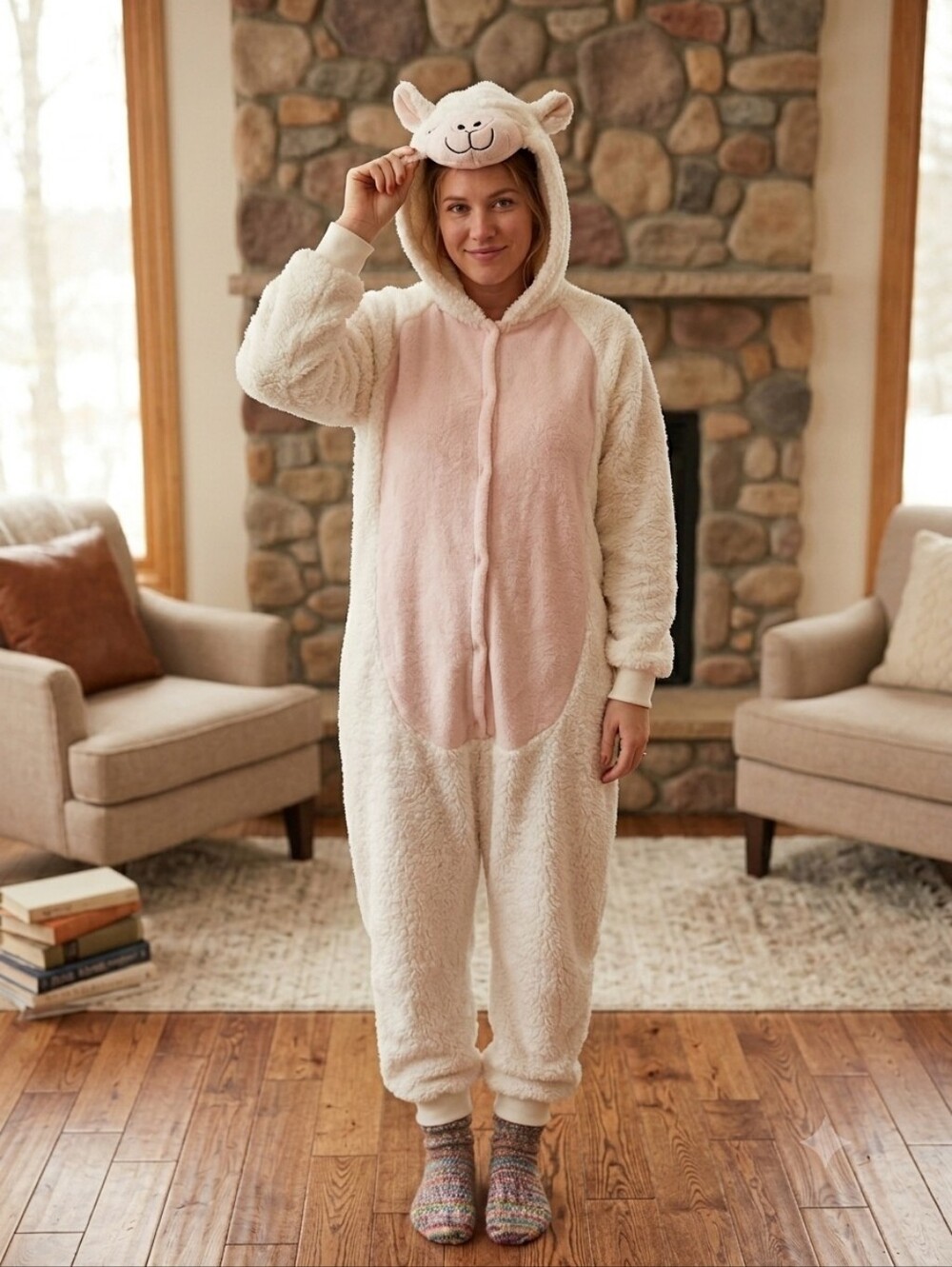Cozy Oversized Llama Or Alpaca Hooded Onesie